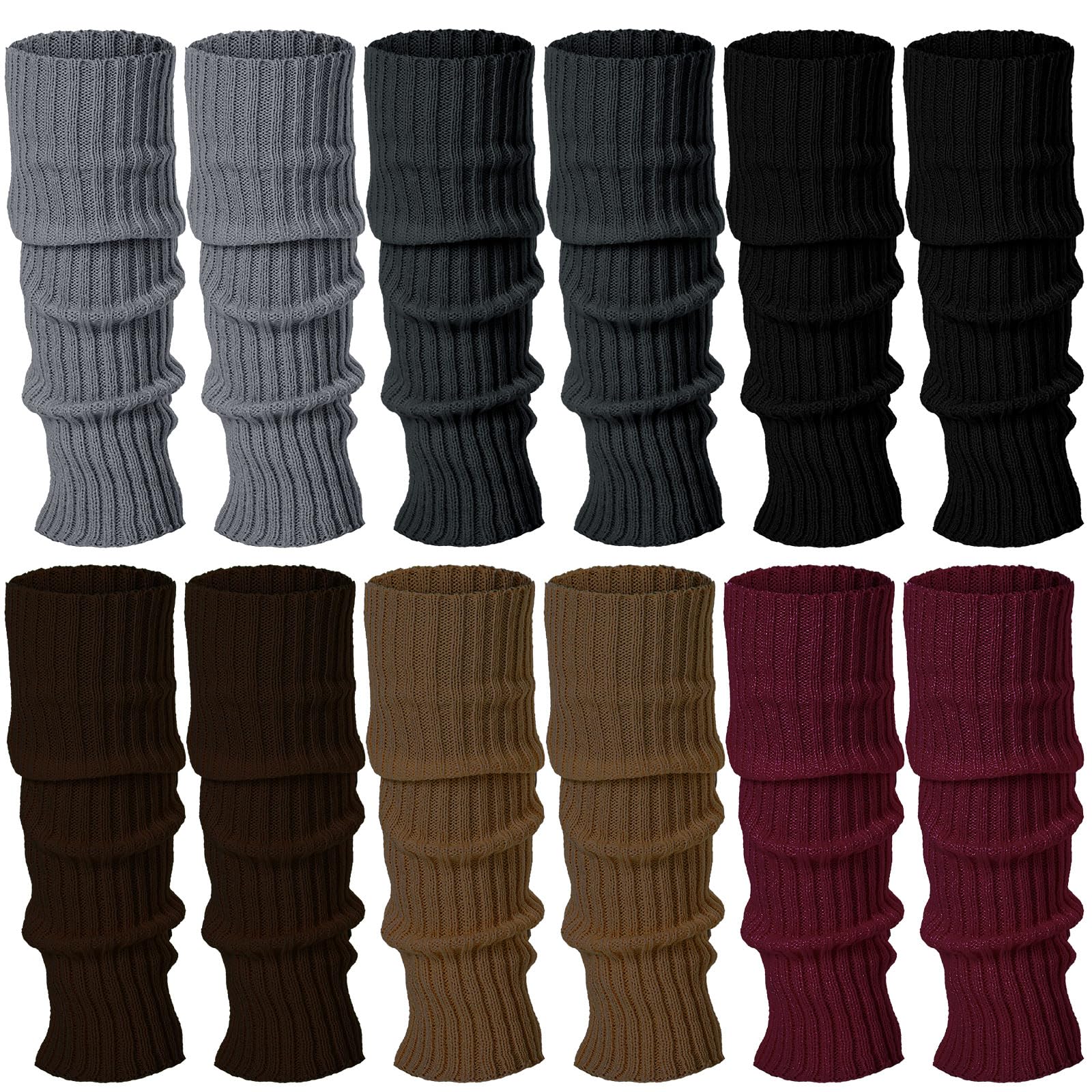 Sintege 6 Pairs Kawaii Leg Warmers Japanese Style Knitted Loose Socks Leg Warmers for Girls Women Lolita Costume