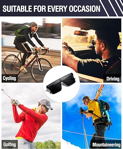 Miniatura 6 de DUCO Gafas de sol cuadradas de gran tamaño para hombre, polarizadas, parte superior plana, protección UV400, marco de metal, grande, grande DC3055