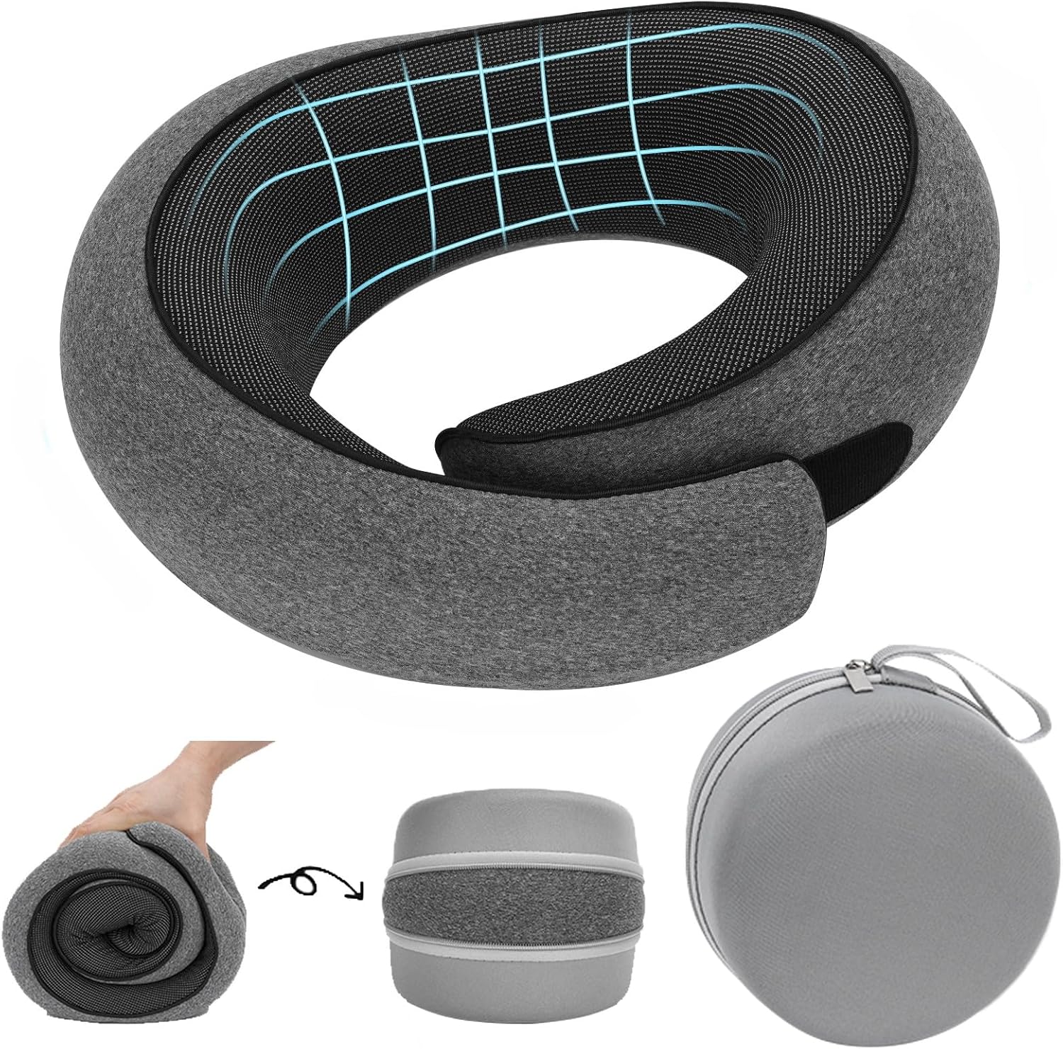 Travel Neck Pillow for Airplane – 100% Memory Foam 360°