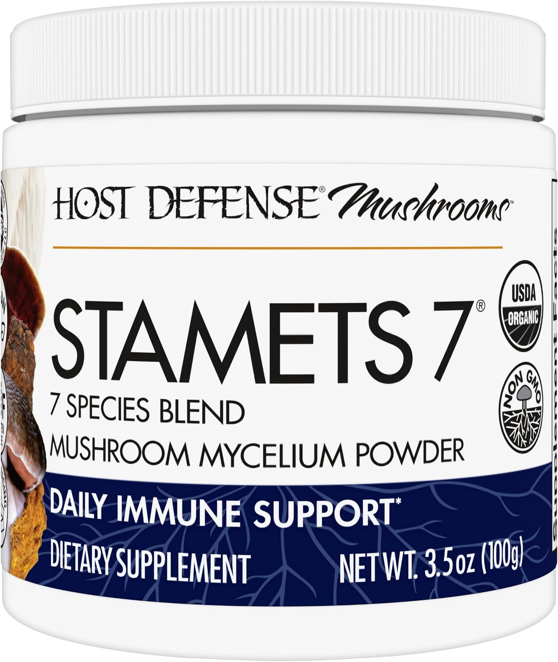 Stamets 7 Mushroom Powder - 7 Species Blend - Mushroom Supplement for Immune Support with Royal Sun Blazei, Cordyceps, Reishi, Maitake, Lion's Mane, Chaga & Mesima - 3.5 oz (66 Servings)*