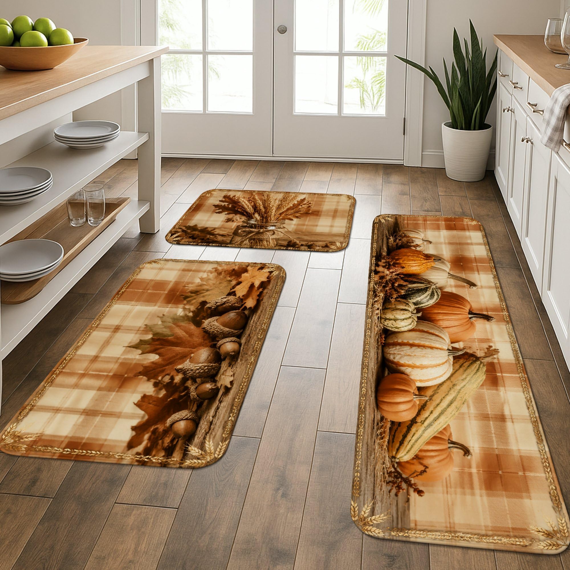 Tapis de cuisine lavable moelleux marron pour sol de salle de bain