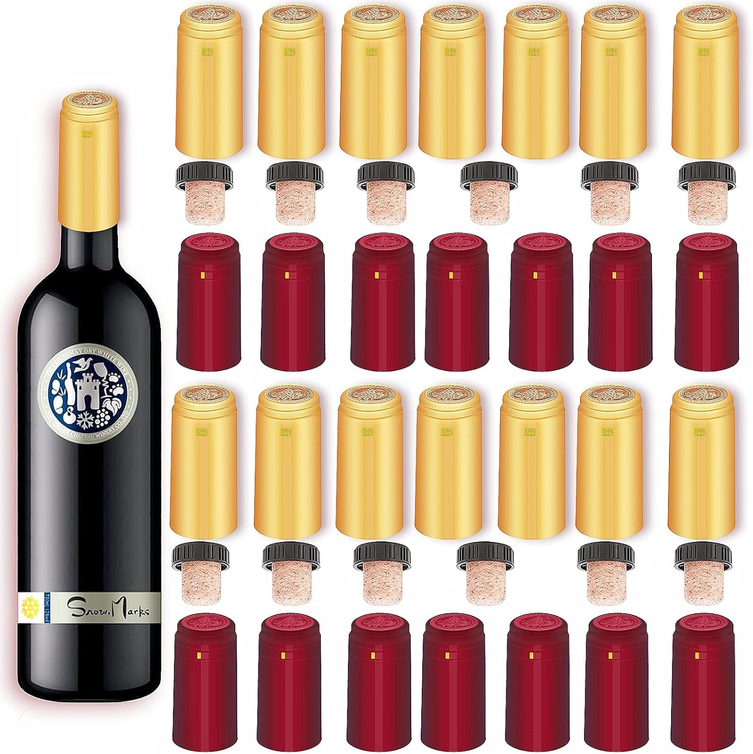 Wine Bottle Shrink Capsules & Corks Set Wine Shrink Capsules & Plastic Cork Stoppers