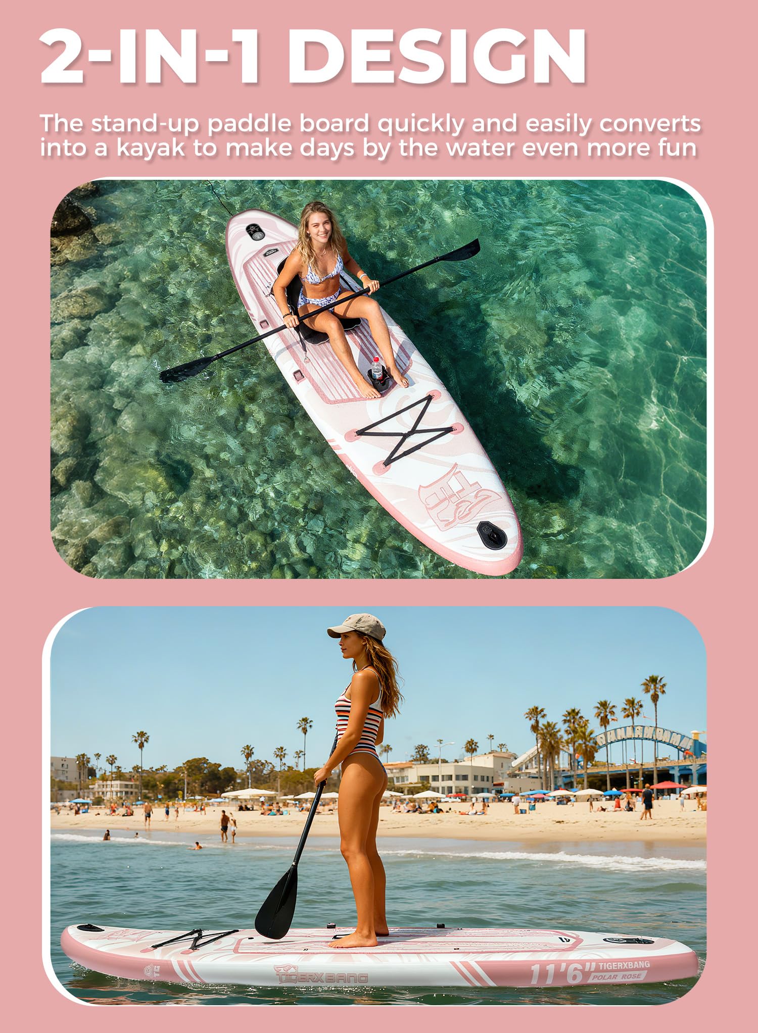 TIGERXBANG Tabla Paddle Surf Hinchable con Accesorios Premium Tabla Sup Padel Surf Stand Up Padding Board para Adultos/Niños Sup