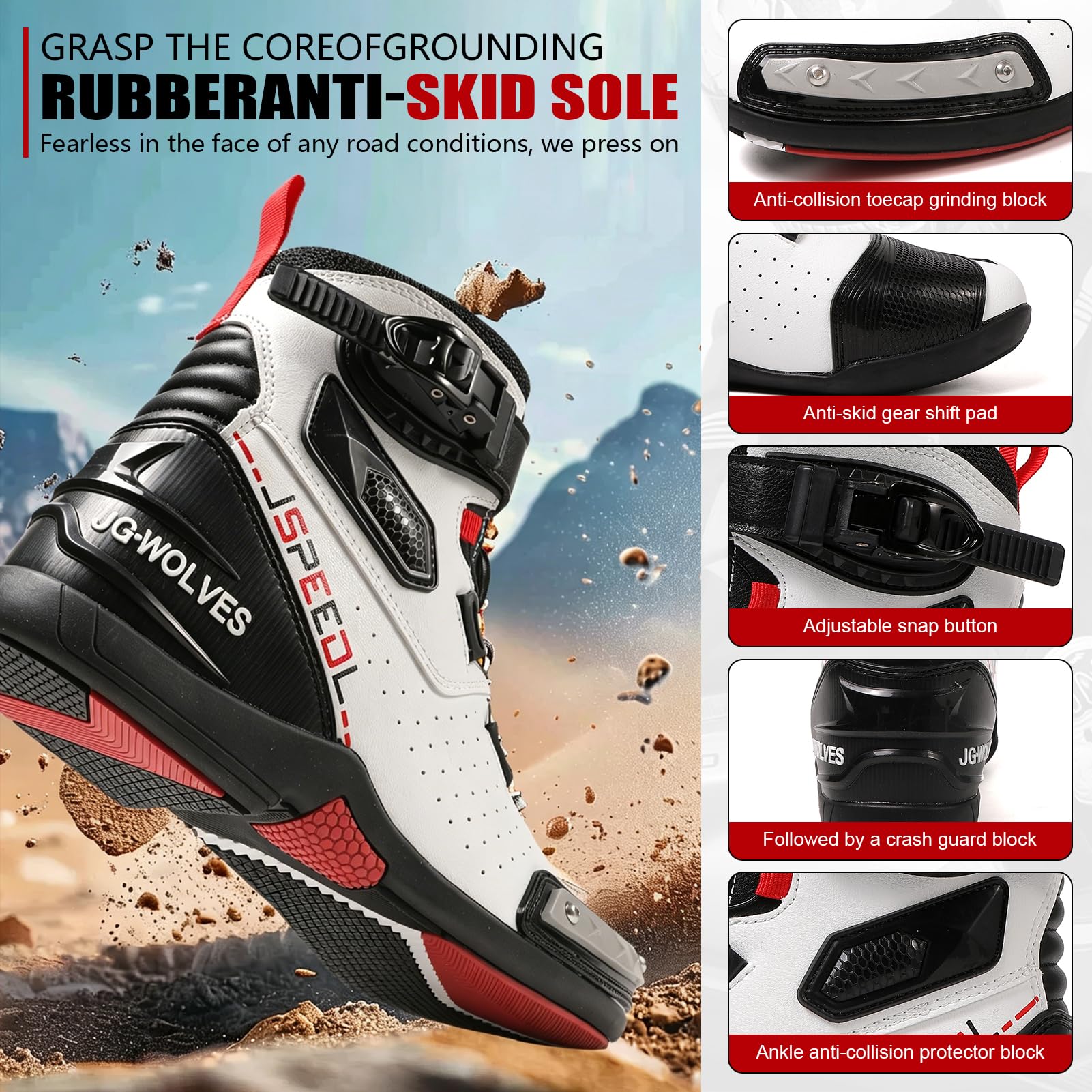 Scarpe da Moto Uomo Stivali Motocross - Protezione Caviglia | Stivali Motociclisti Chiusura Rapida, estivi traspiranti e impermeabili Antiscivolo, Resistenti e Rinforzate