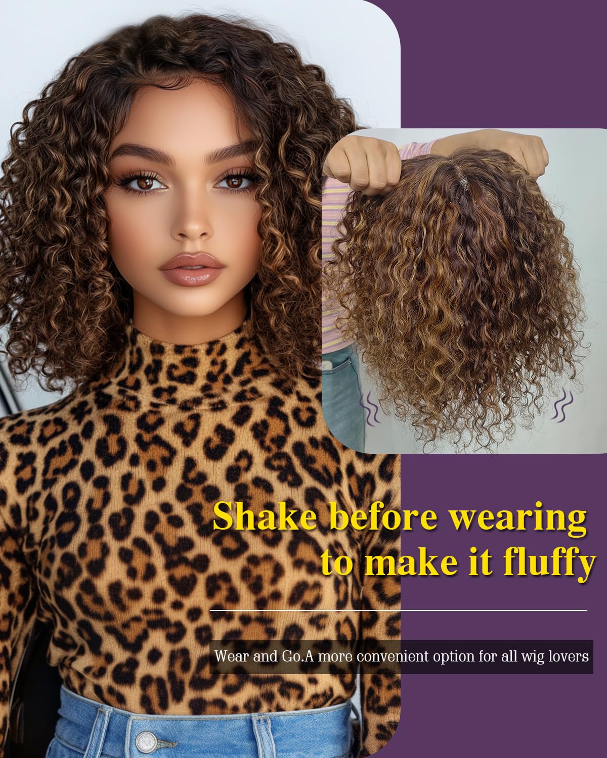 FASHION IDOL Peluca de pelo humano Bob rizado corto precortado precortado sin pegamento Wear and Go Encaje peluca 200% densidad actualizada secreto invisible sin pegamento pelucas de cabello humano