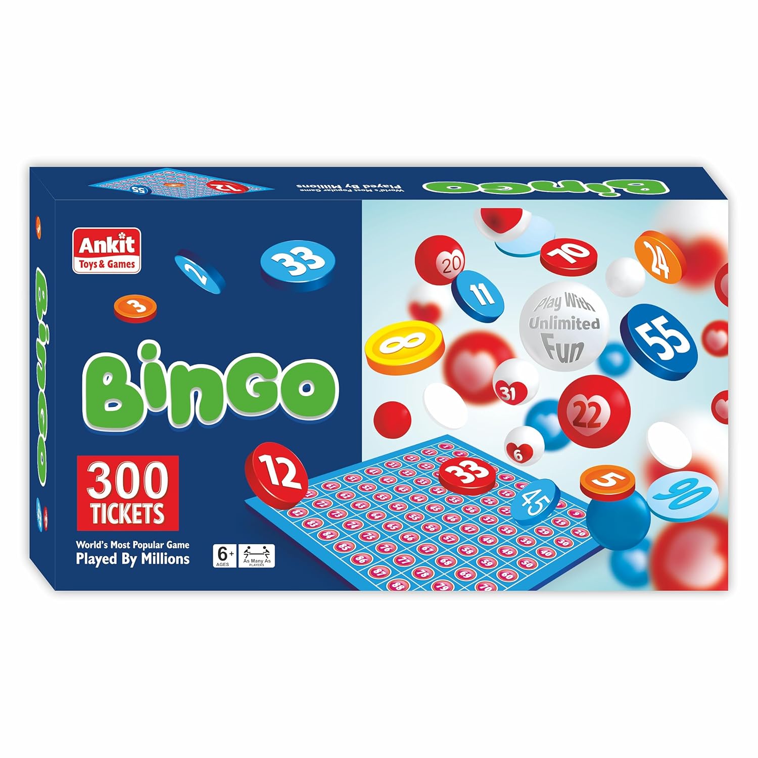 Ankit Toys & Games Classic Bingo Game with 300 Tickets, Complete Family Entertainment Strategy Game for Age 6 Years to 99 Years | Also Known Tambola, Housie, Lotto