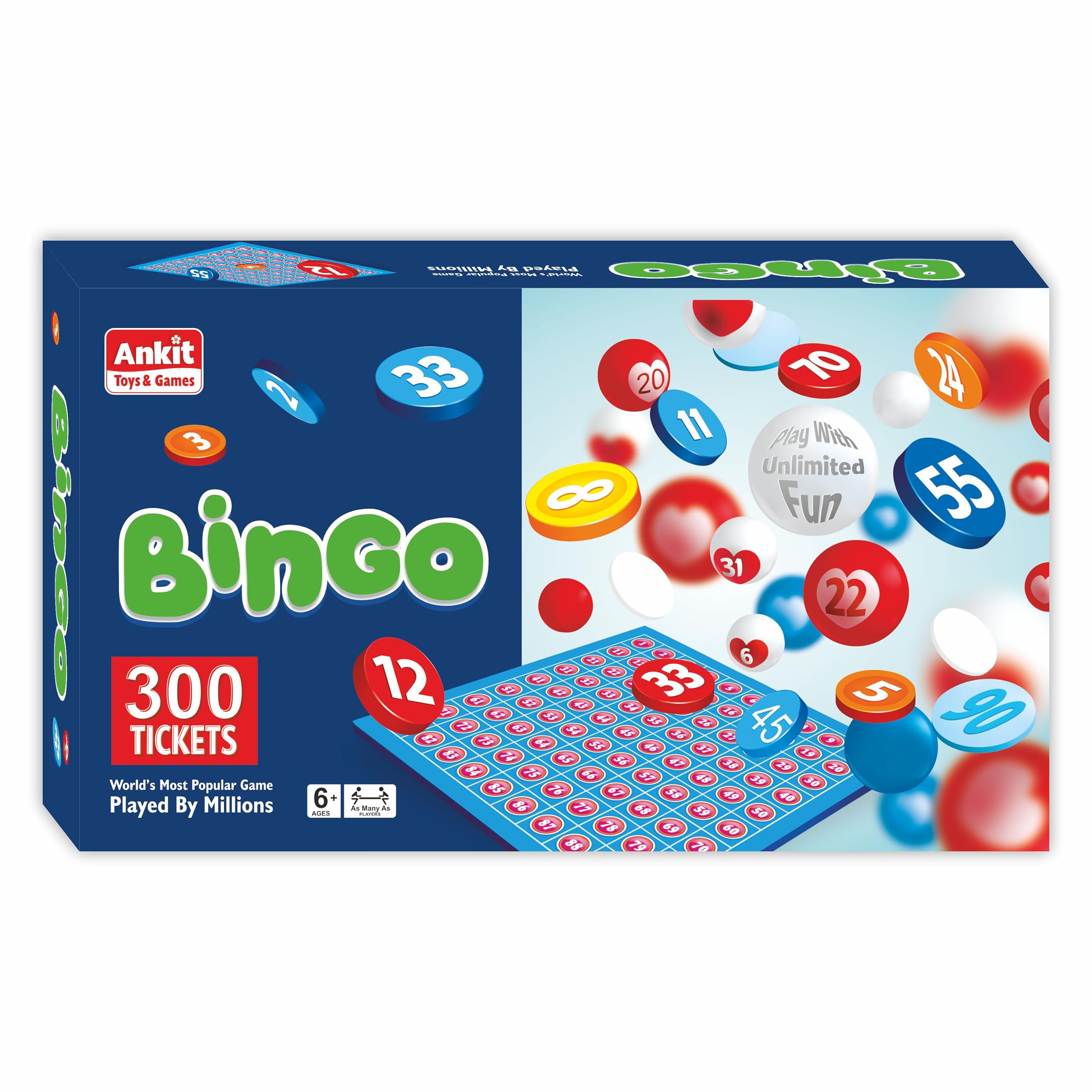 Classic Bingo Game with 300 Tickets, Complete Family Entertainment Strategy Game for Age 6 Years to 99 Years, Also Known Tambola, Housie, Lotto