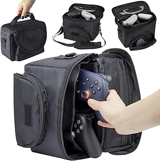 Orzly Carry Bag for Google Stadia - Multiplayer Pro-Travel Case - Features Storage Compartments & Pockets - Plus Handle & Strap for Portability - Fits Two Stadia Controllers, Chromecast & Cables etc