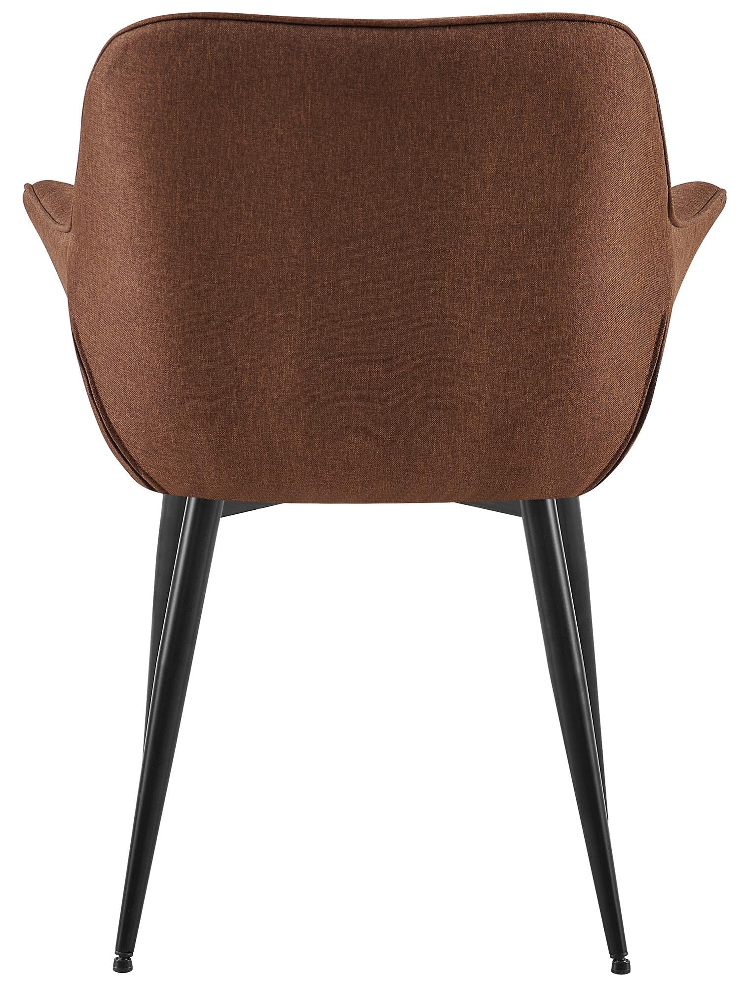 CLP Silla de Comedor Roseville tapizada & Acolchada I Butaca de salón Moderna con Base metálica & reposabrazos Color:marrón;Material:Tela