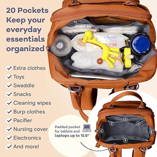 Miniatura 20 de RUVALINO Mochila para pañales, paquete de viaje multifunción, bolsas cambiadoras de bebé, gran capacidad, impermeable, gris oscuro Verde