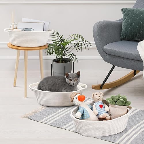 Miniatura 7 de LANDNEOO Cesta tejida pequeña con bolsas de regalo y cintas, caja de regalo decorativa vacía, bonita cesta de regalo para bebé para guardería, cesta