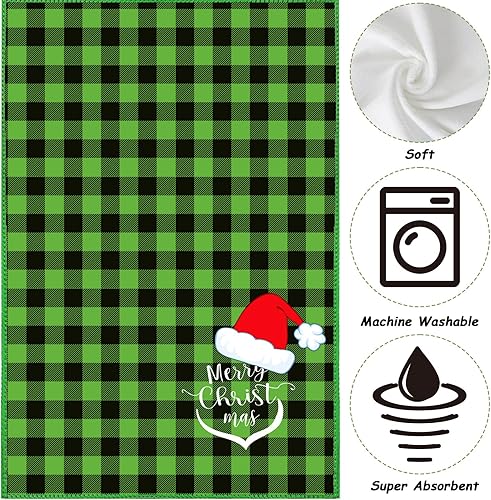 Miniatura 3 de Juego de 4 toallas de cocina de Navidad, diseño de árbol de Navidad, diseño de árbol de Navidad, decoración del hogar para cocinar, hornear,