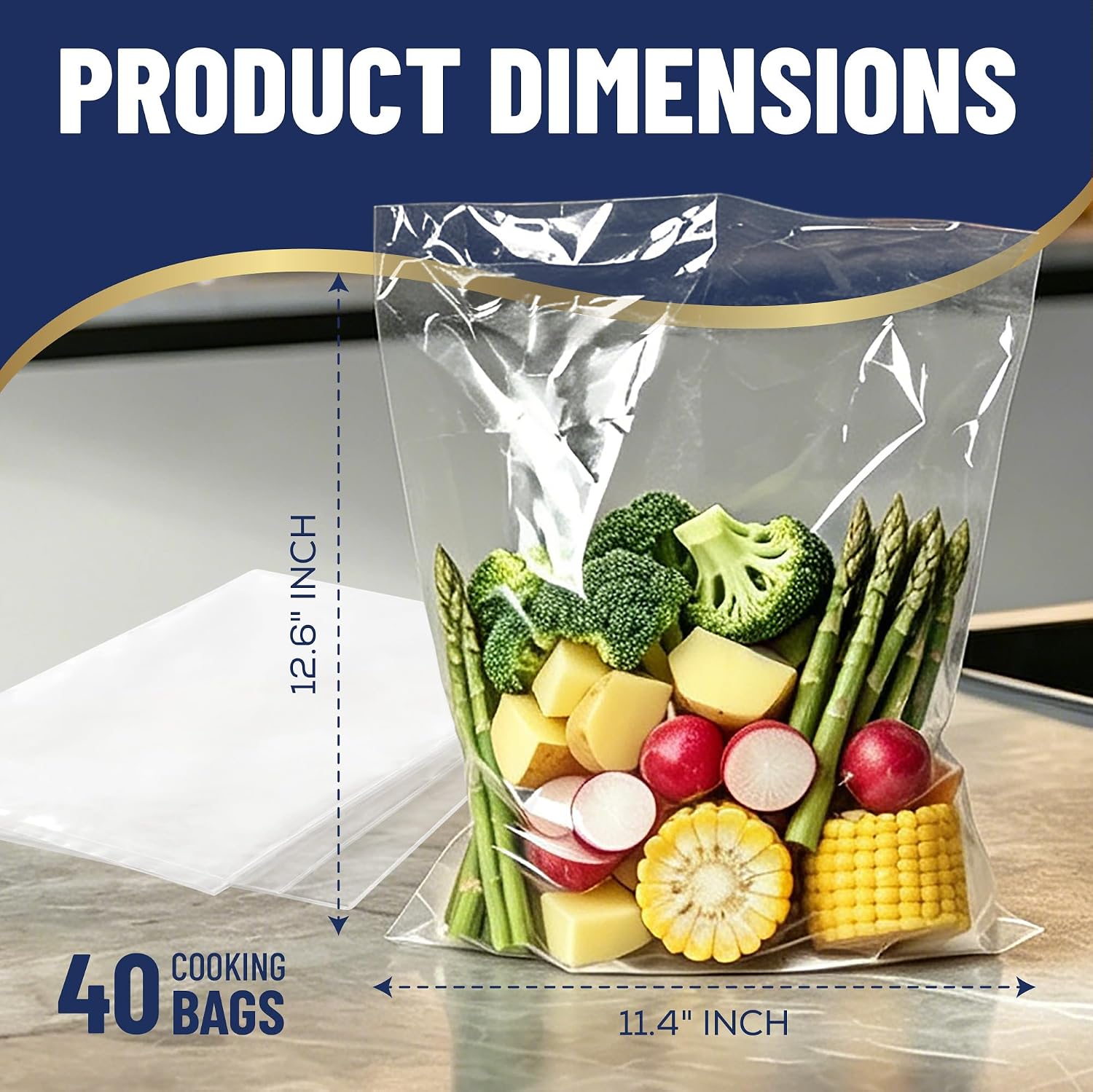 Non-Stick Ham Press Cooking Bags for Boiling, 11.4"x12.6" Leak-Proof BPA-Free Bags Compatible with Ham Maker, Ideal for Deli Meat, Seafood & Vegetables, 40 Count