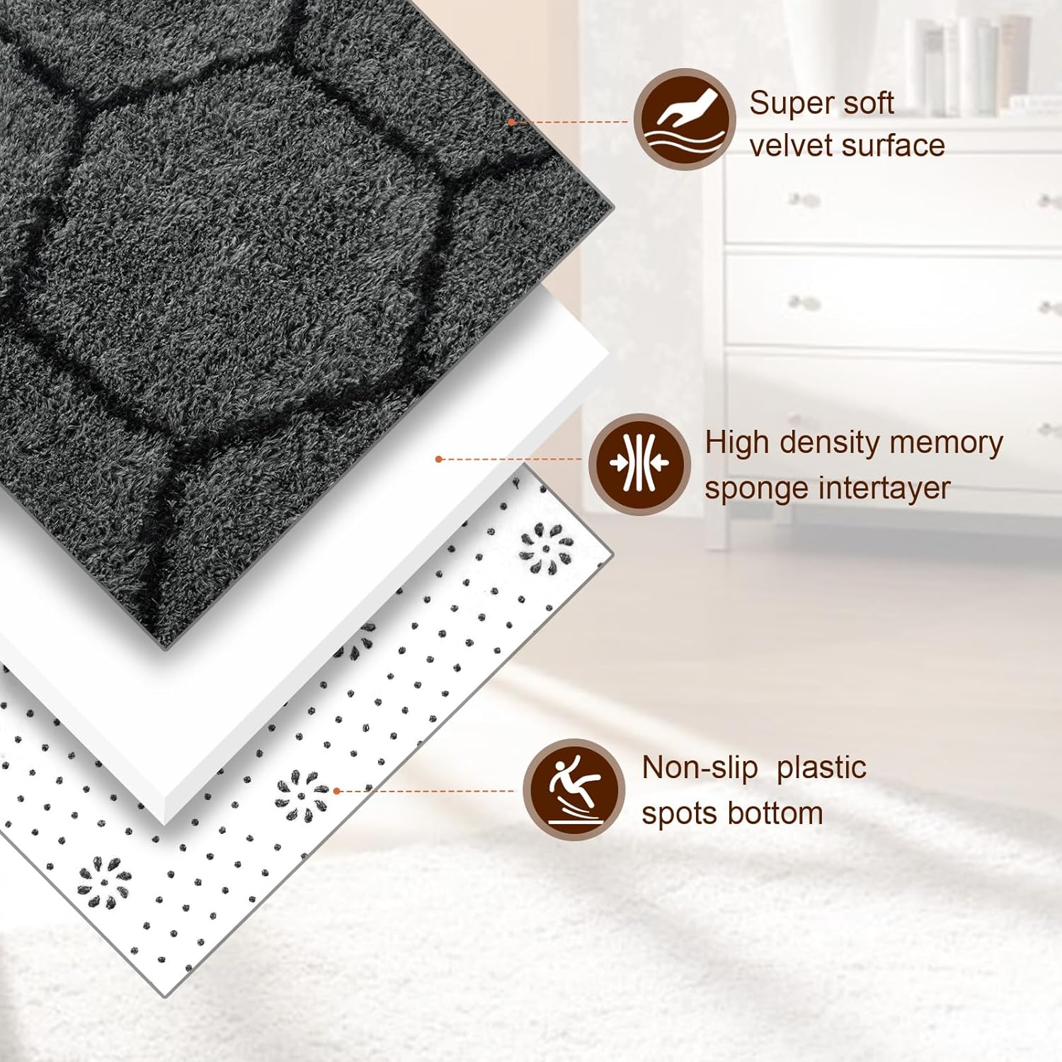 TWINNIS Super Soft Shaggy Rugs Fluffy Carpets, 5x8 Feet, Indoor Modern Plush Area Rugs for Living Room Bedroom Kids Room Nursery Home Decor, Upgrade Anti-Skid Rectangular Fuzzy Rug, Dark Gray