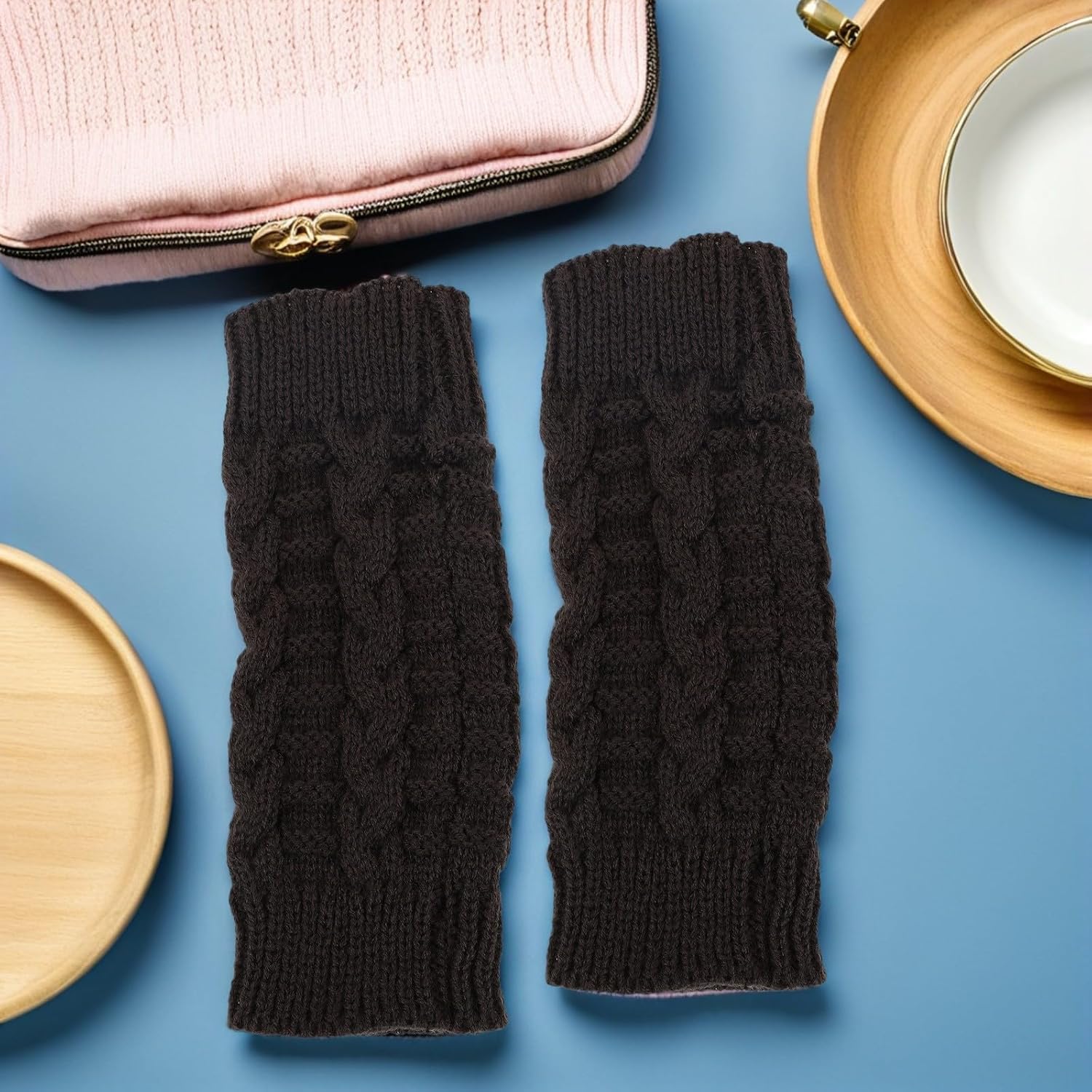 Milisten 8 Pairs Knitted Half Finger Gloves for Women, Woolen Winter Hand Warmers with Arm Sleeve, Fingerless Wrist Warmers for Writing and Outdoor Use, Soft Thick Thermal Accessories