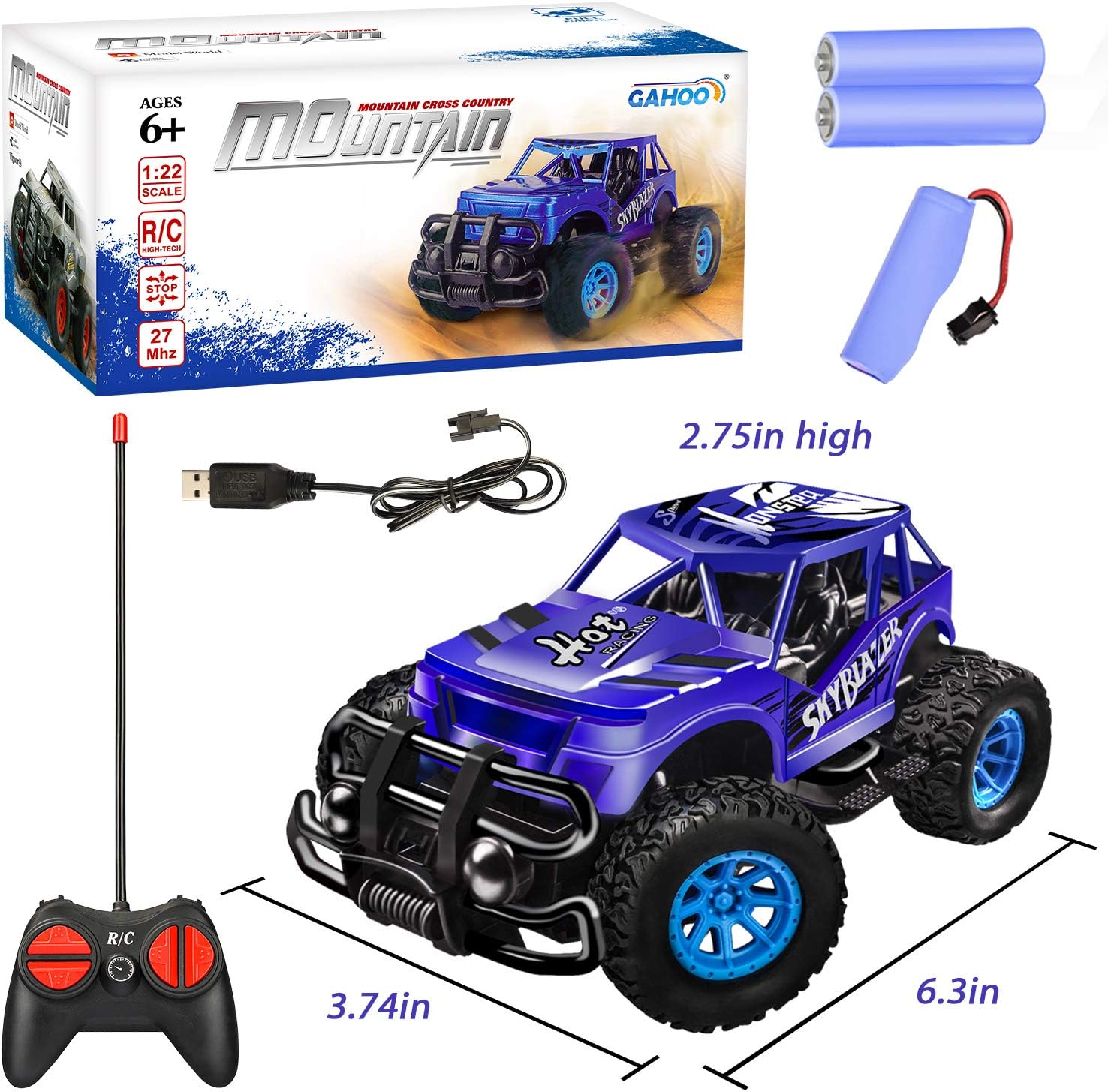 GaHoo Remote Control Car for Kids - Durable Non-Slip Off-Road Shockproof High-Speed RC Racing Car - All Terrain Electronic RC Car Toy Gifts for 3 4 5 6 7 8 Year Old Boys Girls (Dark Blue) : Toys & Games