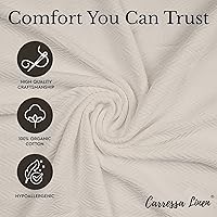 Vista 43 de Carressa Linen Pure Cotton, Luxury Twin Size Soft White Blanket Herringbone Pattern, Lightweight, Soft & Cozy Premium Fall Bed Throw Blanket for All