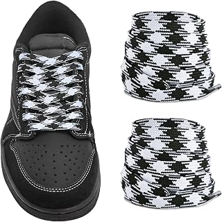 NDTEZUGT 2 Pairs 8mm Argyle Colored Flat Shoelaces for TS1 Black Phantom Sneakers - Premium Polyester Replacement Laces