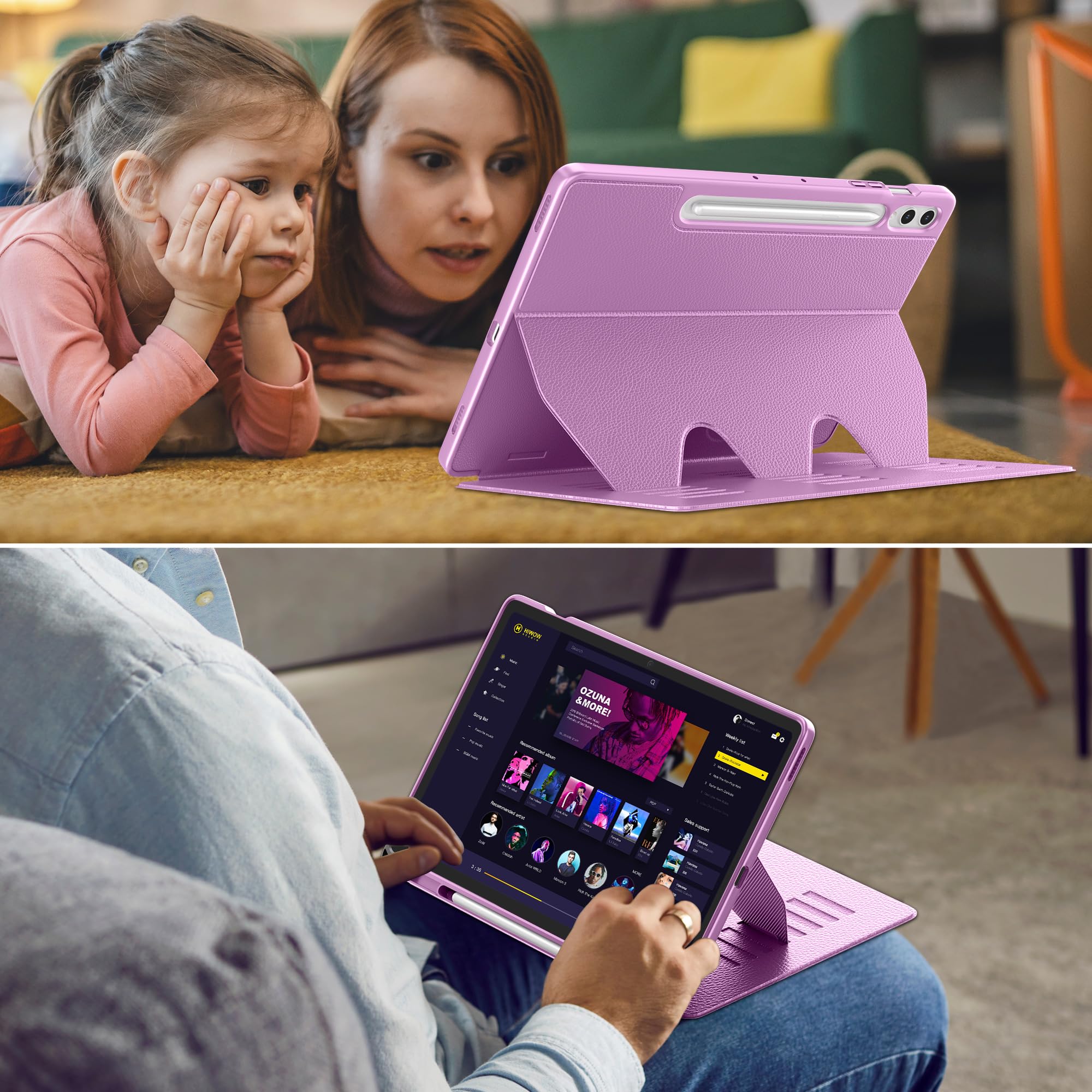 VIKESI Custodia per Samsung Galaxy Tab S10+ Plus 12,4" 2024 | Copertura con supporto multiangolare, retro morbido, portapenne, funzione automatica sleep/wake, viola