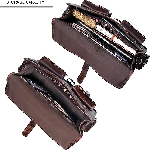 Miniatura 5 de cuero Bolso bandolera de cuero para hombre, 16 pulgadas, bandolera para laptop de 16 pulgadas, bolso de hombro de cuero vintage hecho a mano para