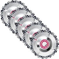 Honoson 5-Pack 5/8" 22-Tooth Chain Disc Saw Blades for 4-4.5" Angle Grinders - Wood Carving Grinding Wheels
