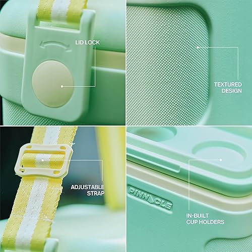 Miniatura 4 de Pinnacle 8.5Qt Mini Cooler  14 x 7.6 x 10.6In Ice Box with Smart Divider, Locking Lid, Adjustable Shoulder Strap  Insulated Picnic Basket Beach