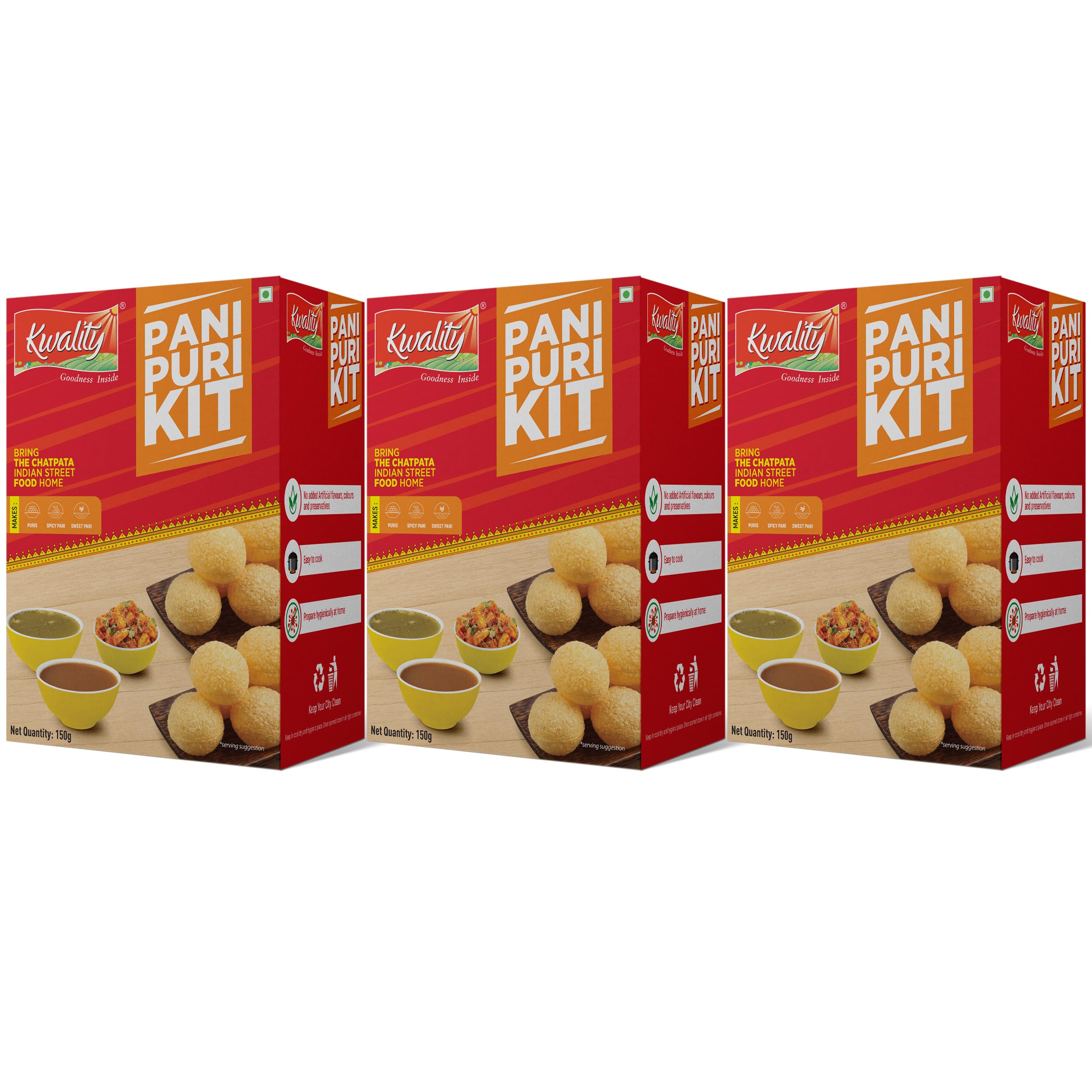 Kwality Pani Puri kit 43 pcs with 2 Different Flavours Sweet and Spicy Pani Powder 150g [Pack 3] (B0CCDZQG63) Amazon Price History, Amazon Price Tracker