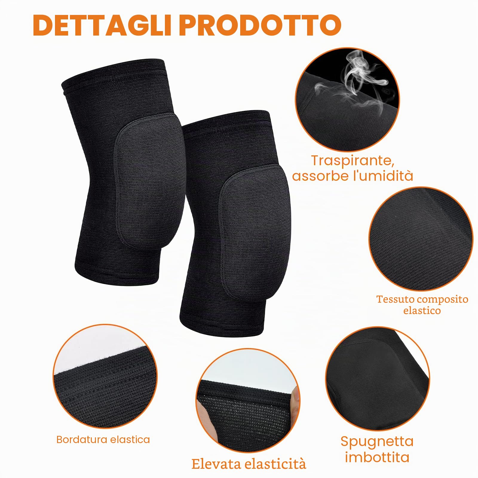 Ginocchiere morbide per ballerini,ginocchiere, Anticollisione Ginocchiera Spessa Spugna,per usopallavolo, ginocchiere, ginocchiere per yoga, ginocchiere, Basket(M)