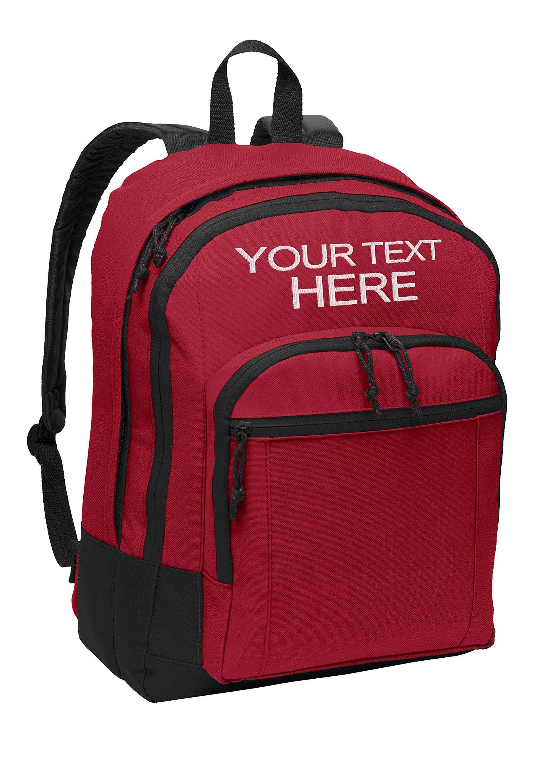 Personalized Customized Basic Classic Red School Backpack for Teen Girls and Boys - Add Your Embroidered Name