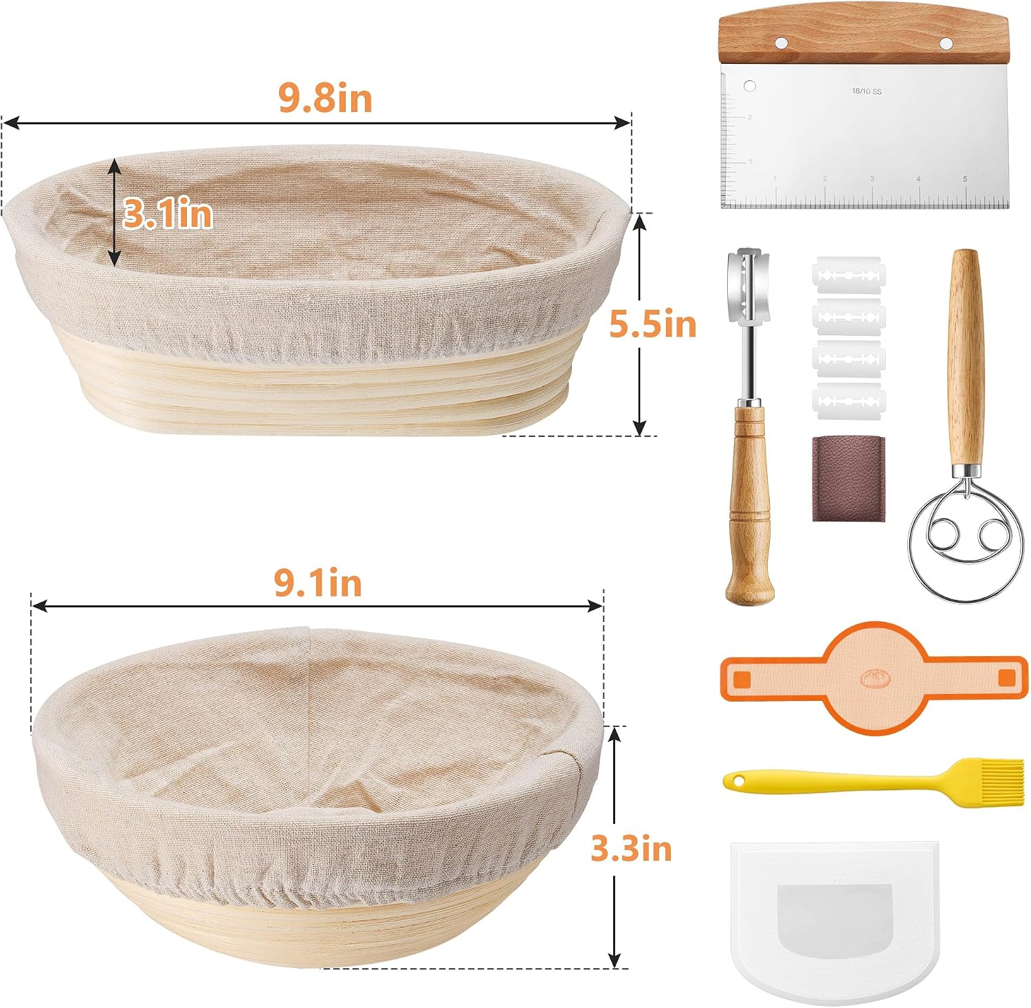 E-far Bread Proofing Basket, Handmade Sourdough Bread Baking Supplies