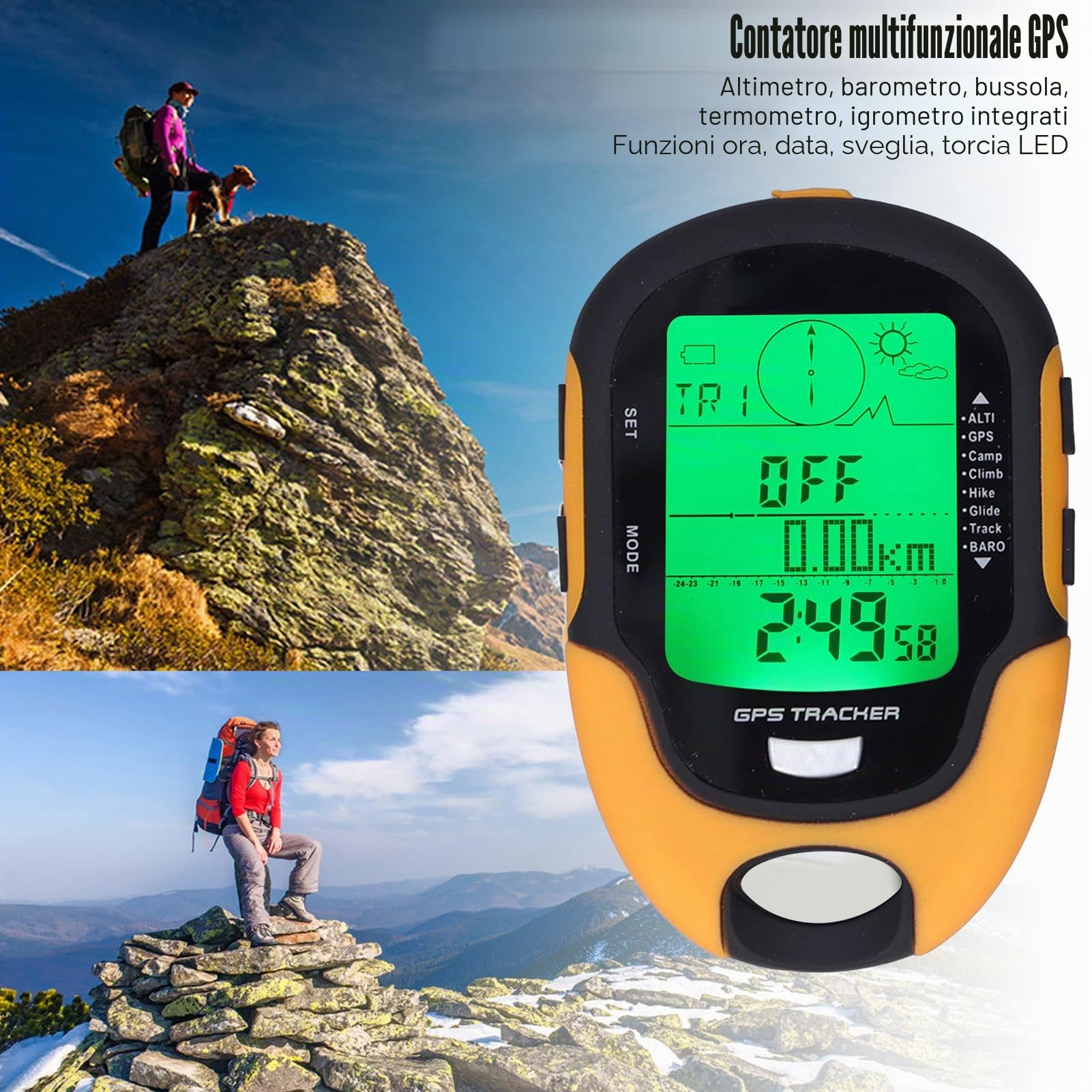 Misuratore multifunzione GPS, altimetro elettronico, barometro, termometro, igrometro, bussola impermeabile digitale