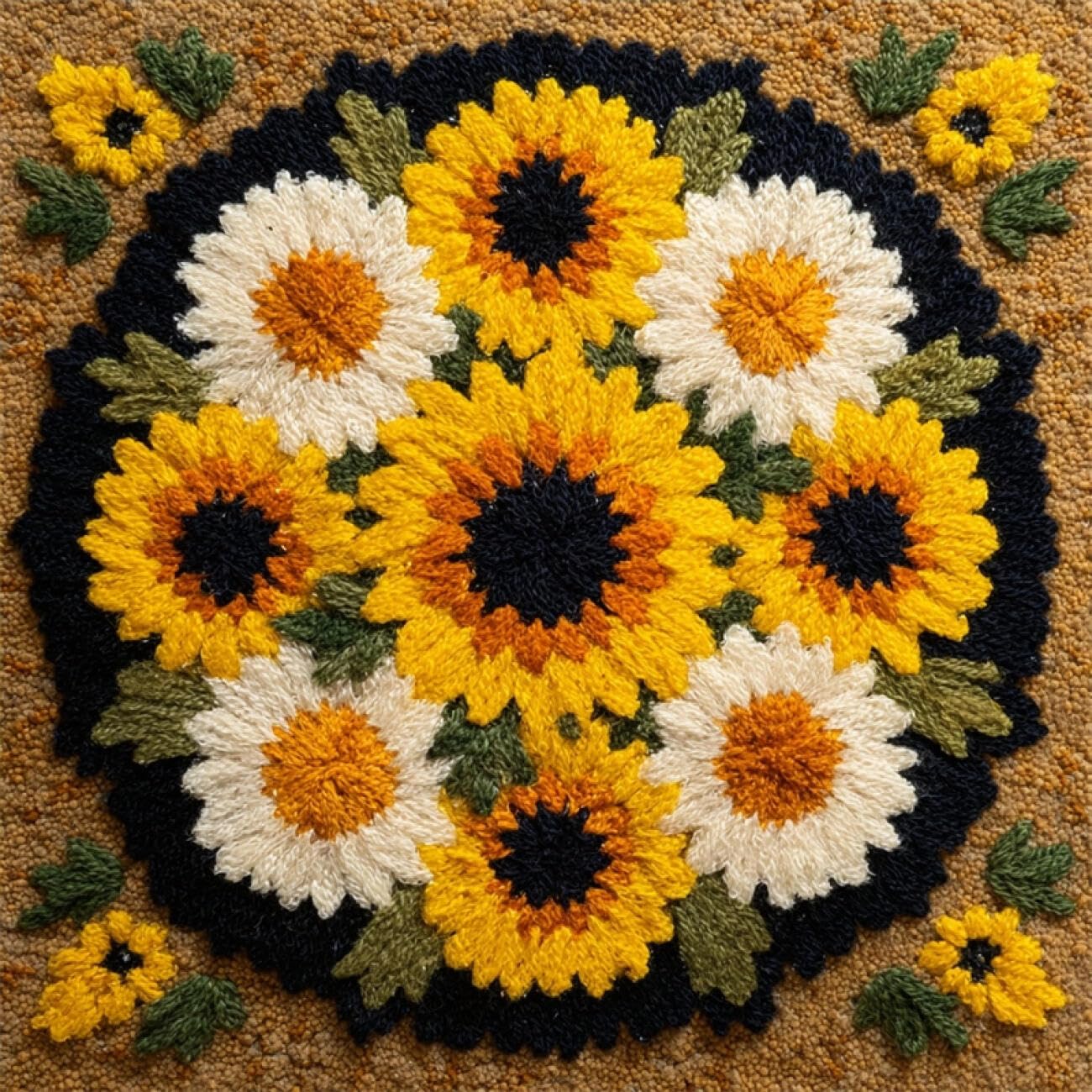 Kitquiver Rug Making Kit for Adults Cartoon Daisy 80x80cm