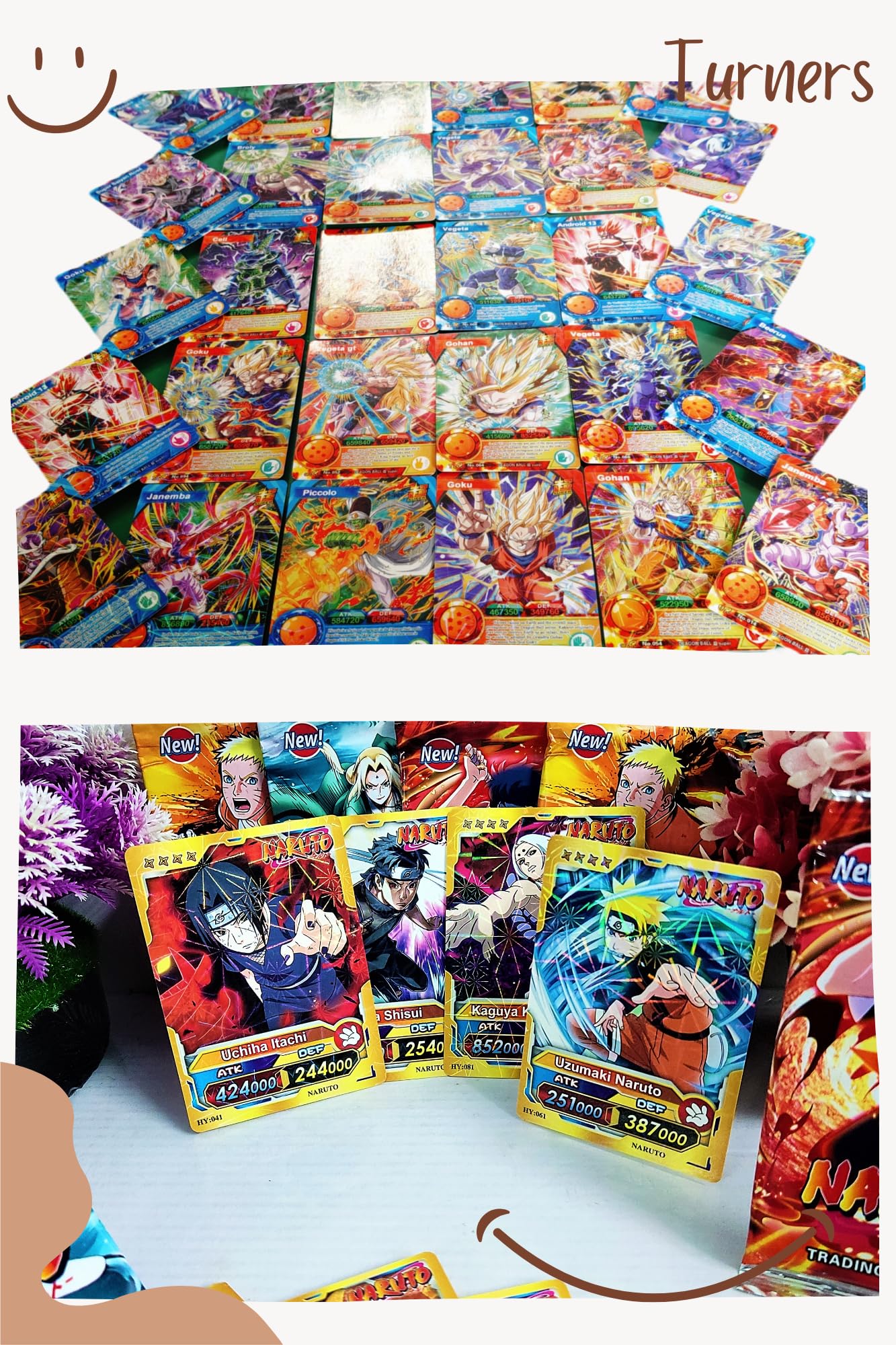 Turners | Prime Anime Cards 50Pcs Mix Pack Goku Cards Pack of 25 Pcs and Naruto Card Pack of 25 Pcs for Playing/Trading/Collection Cards All Characters-image-42