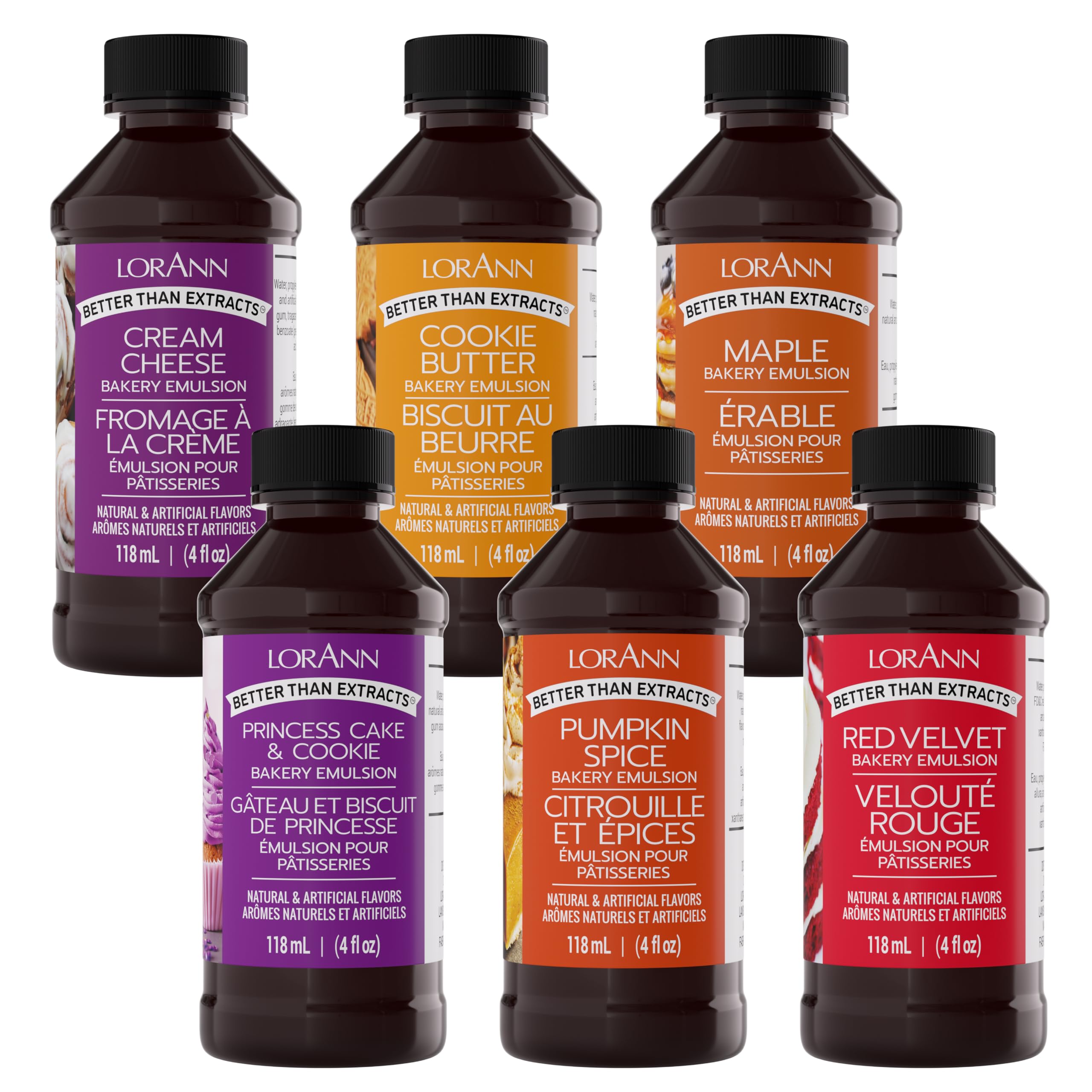 LorAnn OilsVariety Bakery Emulsion: Multiple Flavors, Perfect for Enhancing Baking Variety in Cakes, Cookies & Desserts, Gluten-Free, Keto-Friendly, Baking Essential for Your Kitchen, 4oz per Bottle