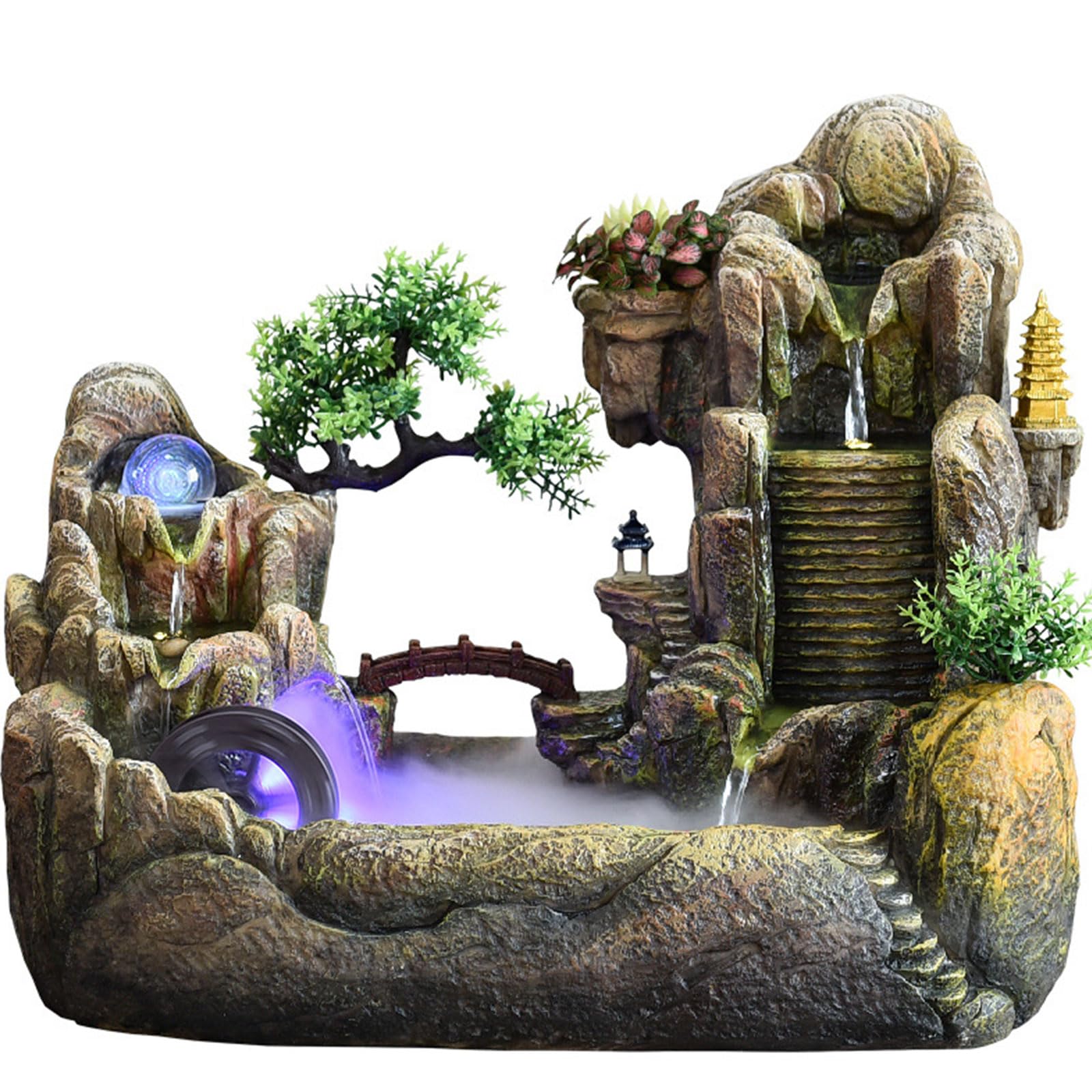 DECORN Indoor Fountain Rockery Soothing Sound Tabletop Fountains