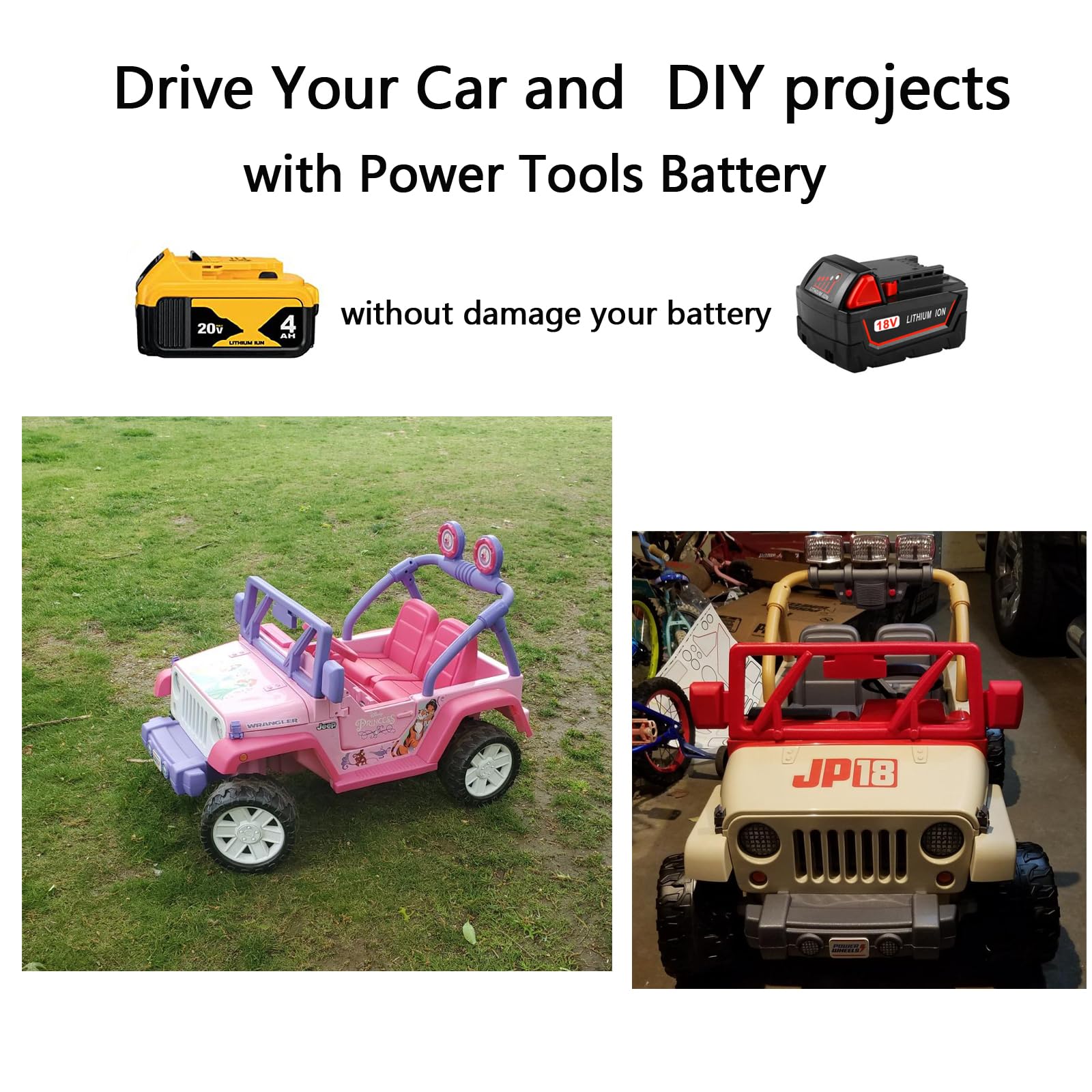 Ryobi 18v Battery Milwaukee M18 To Power Wheels Adapter With Low