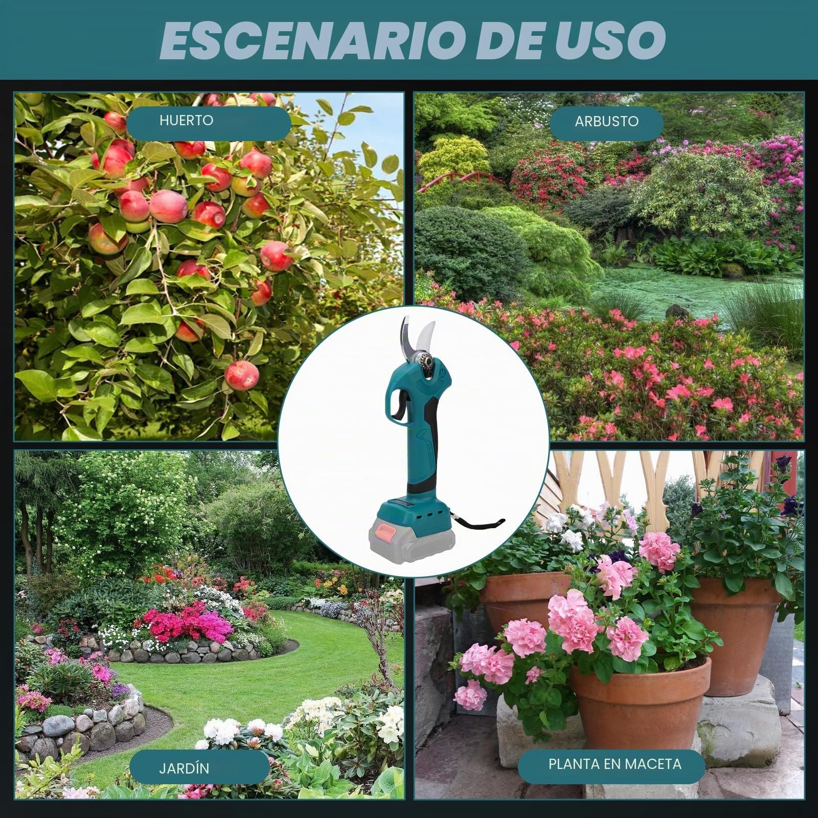 Tijeras de Podar Inalámbricas Compatibles con Makita 18V, Diámetro de Corte Máximo 45 mm, Motor sin Escobillas 1500 W, Cuchillas SK5, Tijeras de Podar Eléctricas para Jardines y Árboles (Dos baterías)