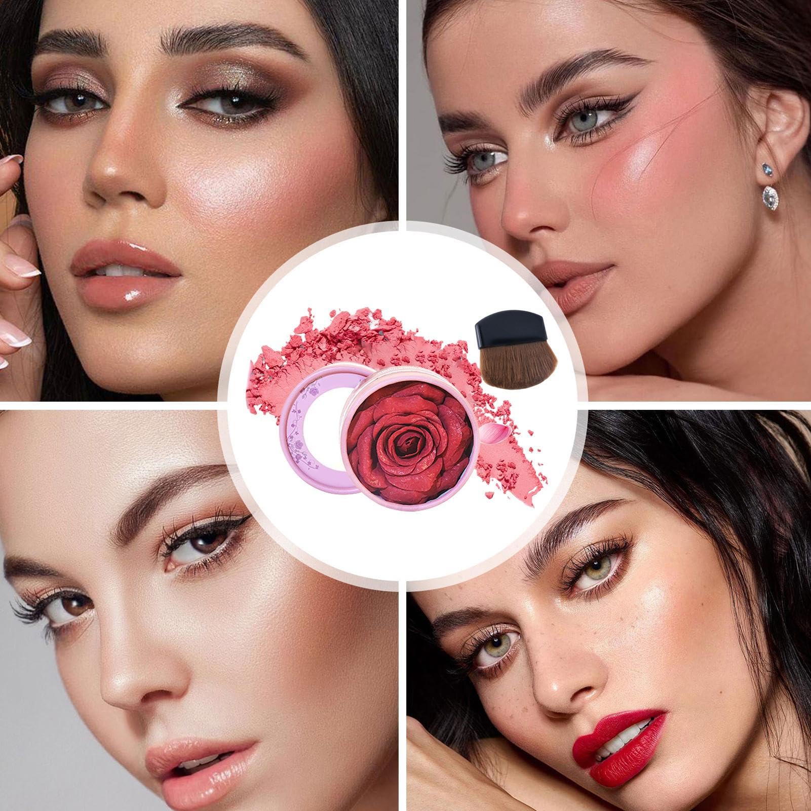 Rubor Para Las Mejillas 10 Mililitros Iluminador Diseño 3D De Pétalos De | Maquillaje Facial En Polvo De Rubor Para Viajar, Viajes De Negocios, Hogar, Exterior, Escuela, Novia, Esposa, Amiga,