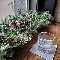 Vista 6 de Guirnalda de Navidad preiluminada de 9 pies con conos de pino, guirnalda de pino artificial nevado para Navidad, 50 luces LED, funciona