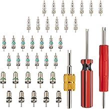 39 PCS Air Conditioning Valve Core Accessories Kit, R12 R134a Refrigeration Schrader Tire Valve Stem Cores with Single & Dual Heads Valve Core Remover Installer Tool, HVAC System Seal Caps Kit