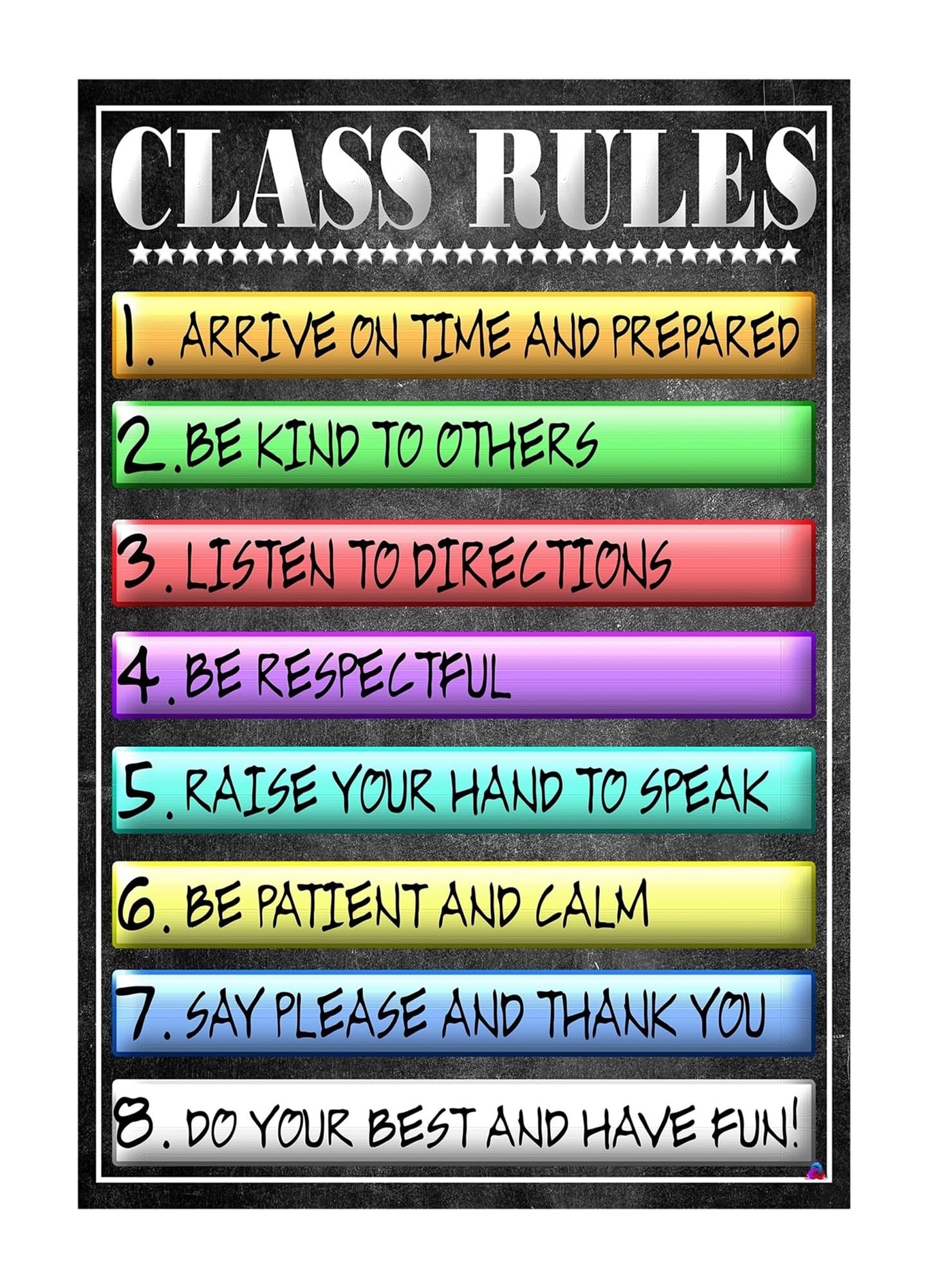 MDBJTCYZN School and Homeschool Decor Classroom Rules Poster for Teachers Preschool Kindergarten Elementary Virtual Learning(Unframed,12x18inch(30x45cm))