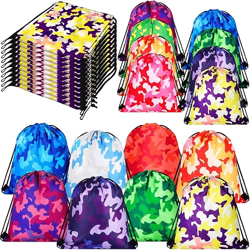 Lothee Paquete de 30 bolsas con cordón, recuerdos de fiesta para niños, bolsas de regalo de fiesta de poliéster, bolsa de regalo, mochila con cordón