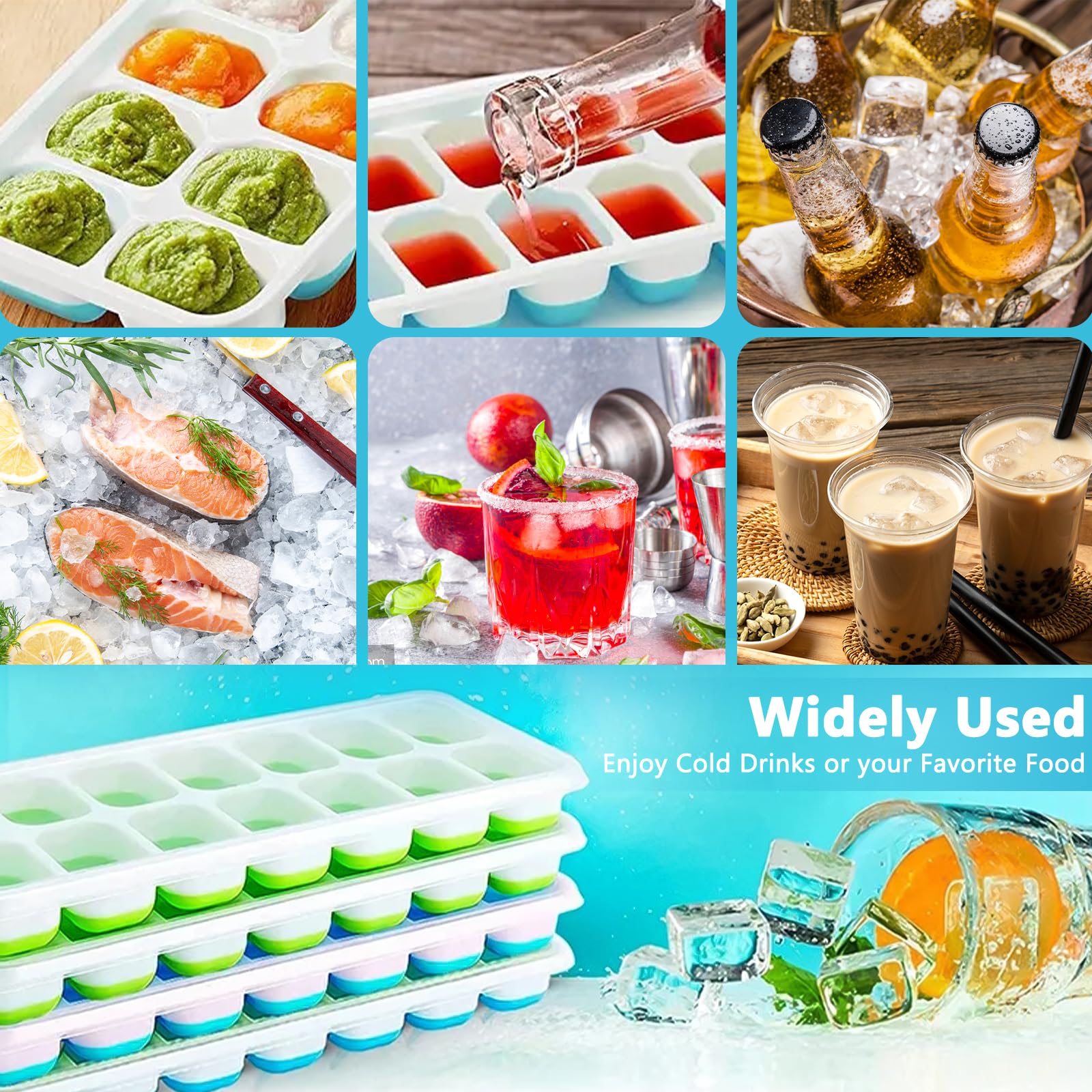 Silicone Ice Cube Tray - Stackable & Leak-Proof -7 Silicone Ice Cube Tray - Stackable & Leak-Proof -7