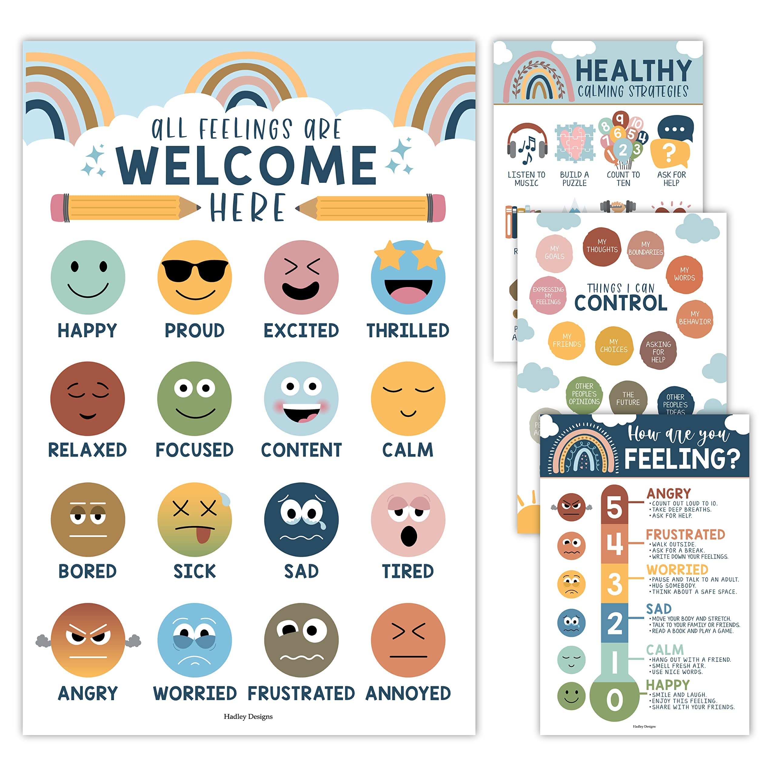 Buy 4 Colorful Feelings Chart For Kids Learning s For Walls List Of