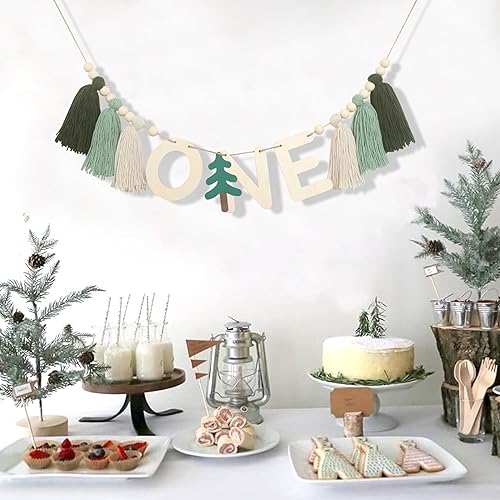 Miniatura 5 de Cartel de madera para silla alta para acampar temático – Cartel de fiesta de cumpleaños de niños con tema de un campista feliz – Cartel de primer