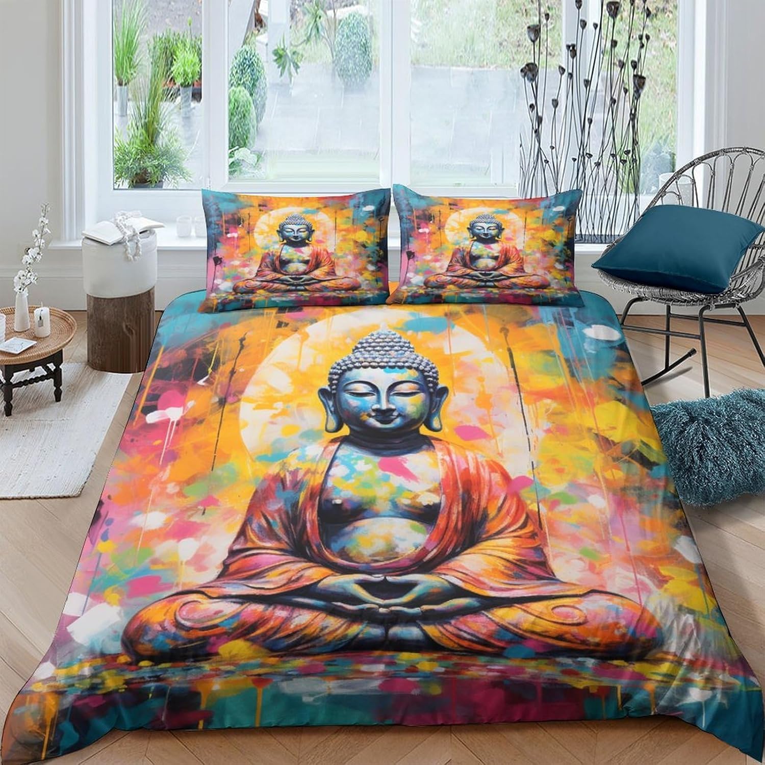 Housse de couette Bouddha 200X200 cm parure de lit 3D microfibre adulte enfant