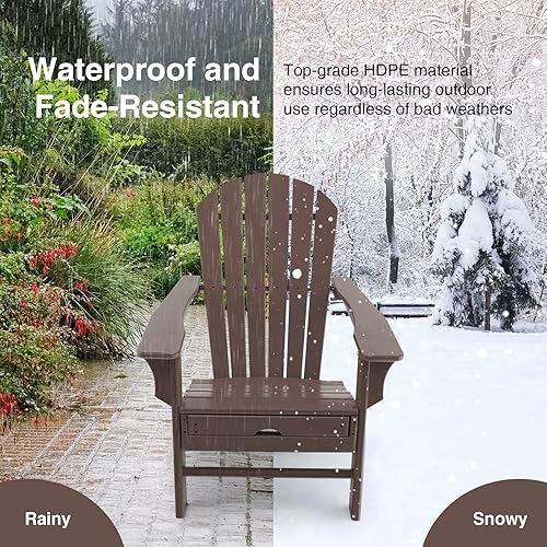 Miniatura 8 de Giantex Adirondack - Silla resistente a la intemperie, sillas para hogueras de exterior de polietileno de alta densidad con otomana retráctil,