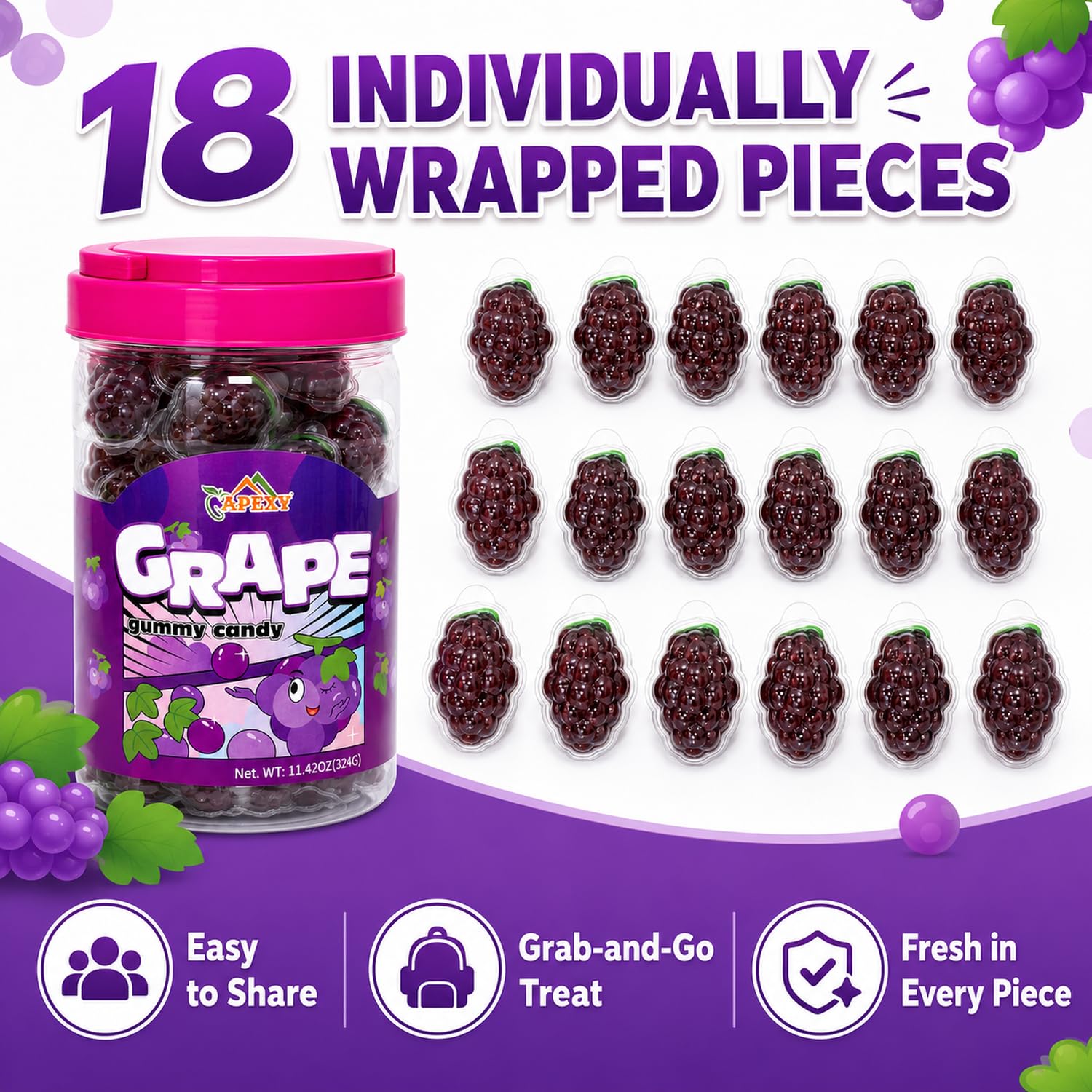 Amazon.com : APEXY Grape Gummy Candy, Jelly Filled Liquid Center
