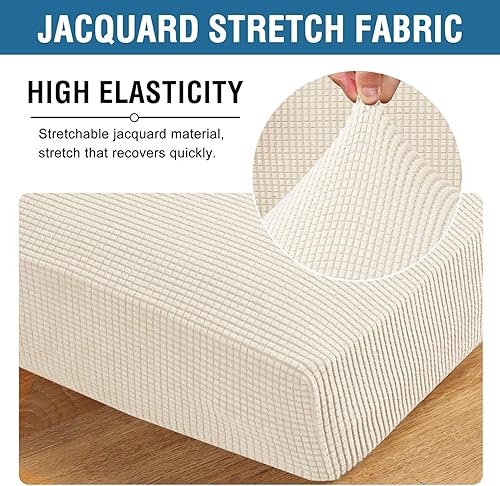 Miniatura 7 de H.VERSAILTEX Funda para sofá, paquete de 1 pieza, fundas de cojín para sofá, 3 piezas, natural