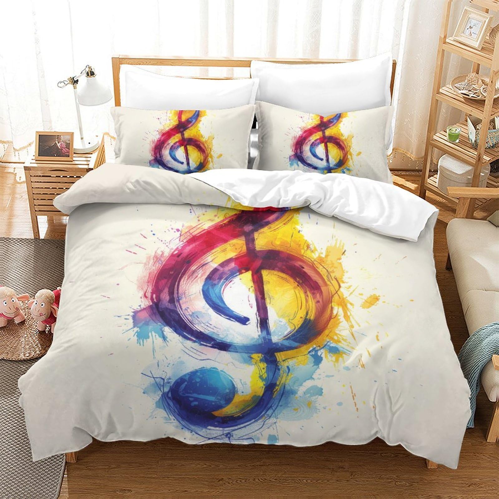 Housse de couette musicale en microfibre 220x240 cm avec taies